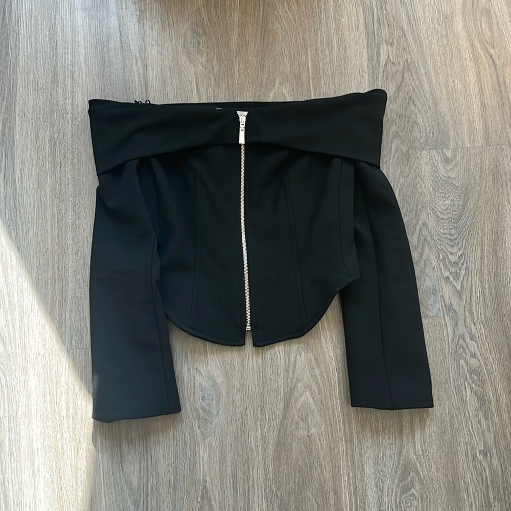 Zara off shoulders black corset long sleeve top
